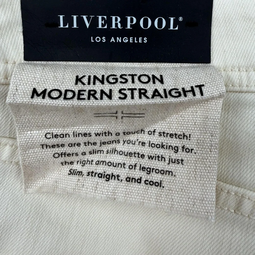 Liverpool Jeans Mens 33x32 White Kingston Modern Slim Straight Stretch Denim